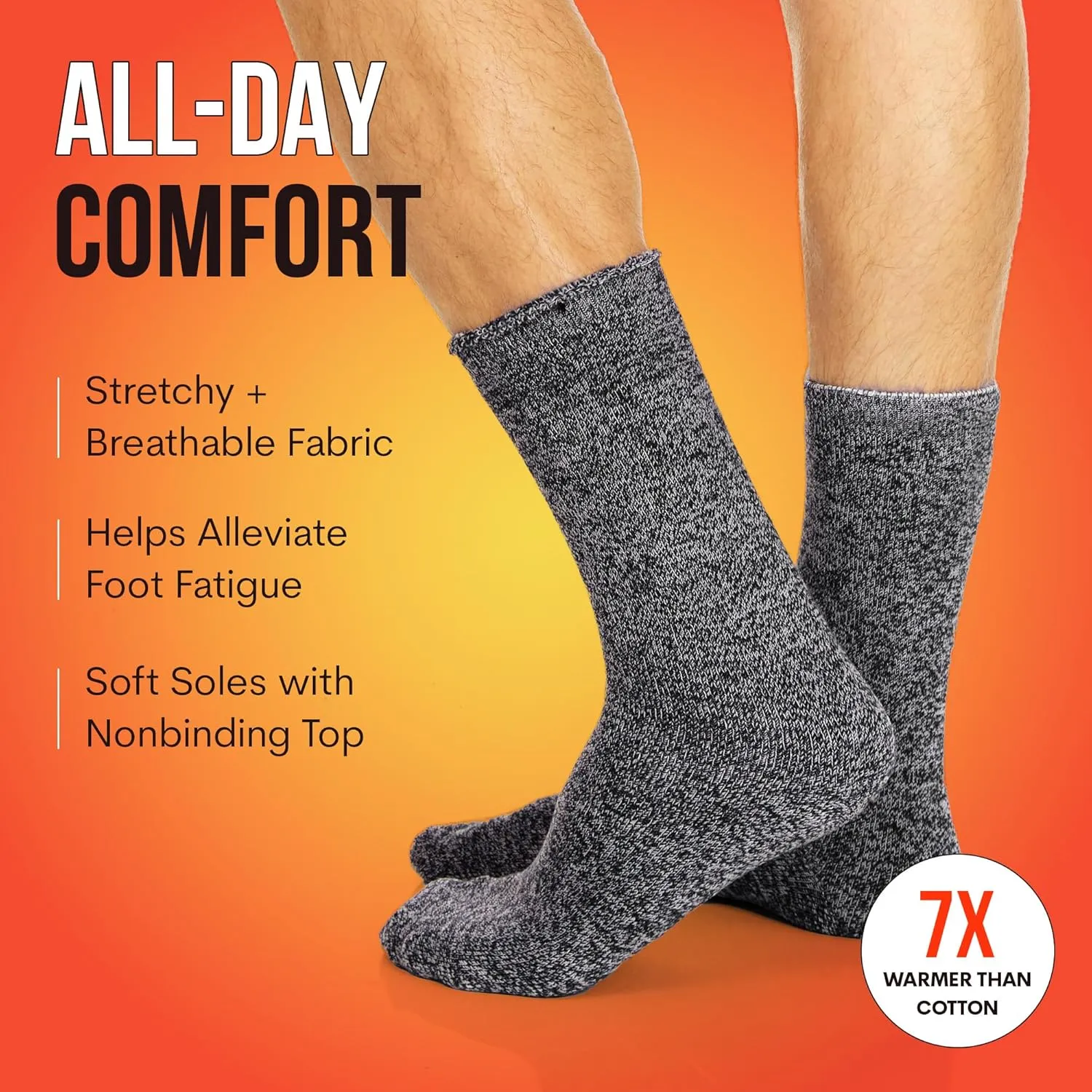 UNIQUE STYLES ASFOOR 3 Pack Thermal Heated Hiking Socks For Men, Thick Warm Winter Socks For Outdoors
