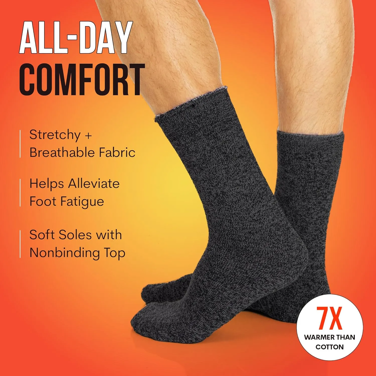 UNIQUE STYLES ASFOOR 3 Pack Thermal Heated Hiking Socks For Men, Thick Warm Winter Socks For Outdoors