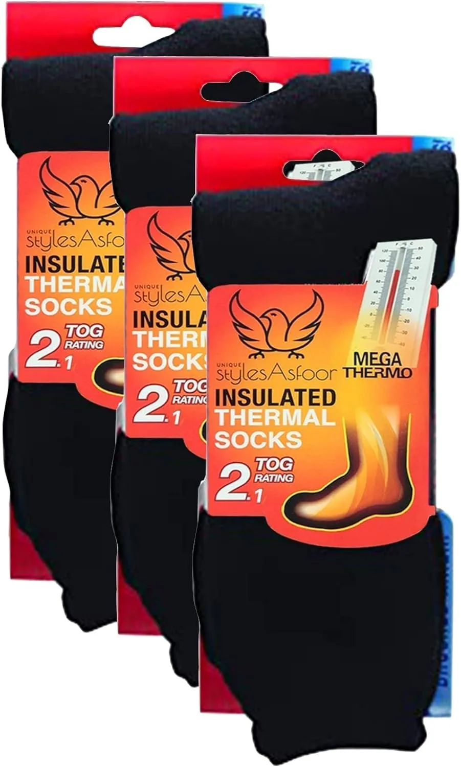 UNIQUE STYLES ASFOOR 3 Pack Thermal Heated Hiking Socks For Men, Thick Warm Winter Socks For Outdoors