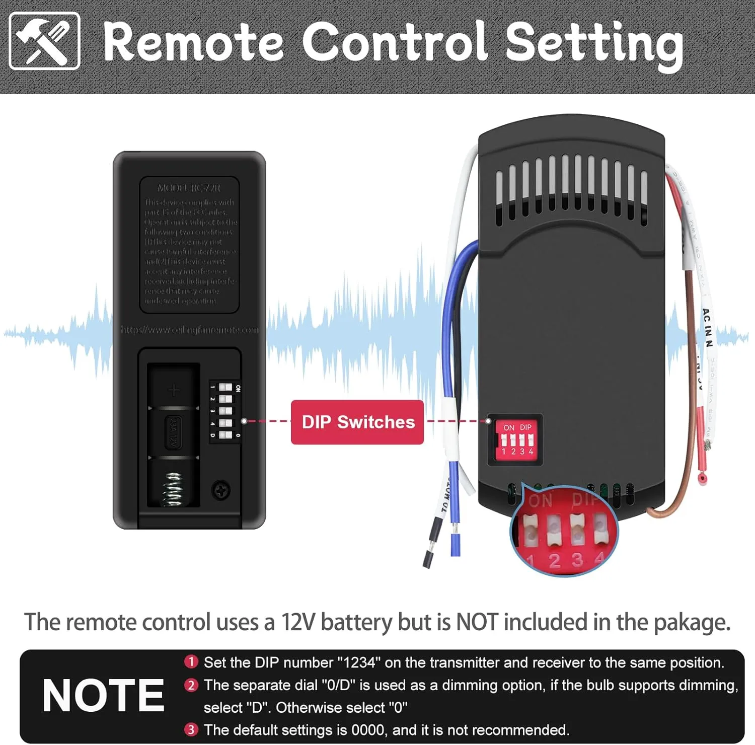 Universal Ceiling Fan Remote Control Kit,Hampton Bay Fan Remote Kit Replacement for Hunter,Harbor Breeze, Home Decorators,3-Speed, Light Dimming,Time Delay, KUJCE10320/TR222A,2AAZPHD3/HD3,98130,TX028C
