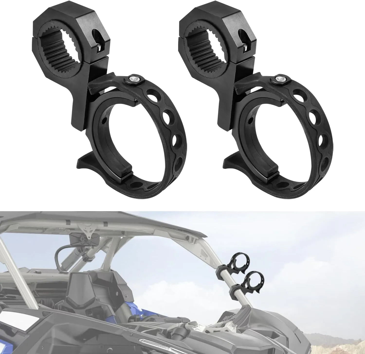 Universal Multi-functional Vehicle 1" 1.5" 1.75" 2"Roll Bars Gun Rack Mount Holder Shovel Mount Rubber Gasket Compatible With For UTV Polaris RZR Ranger Can-Am Kawasaki Jeep Wrangler