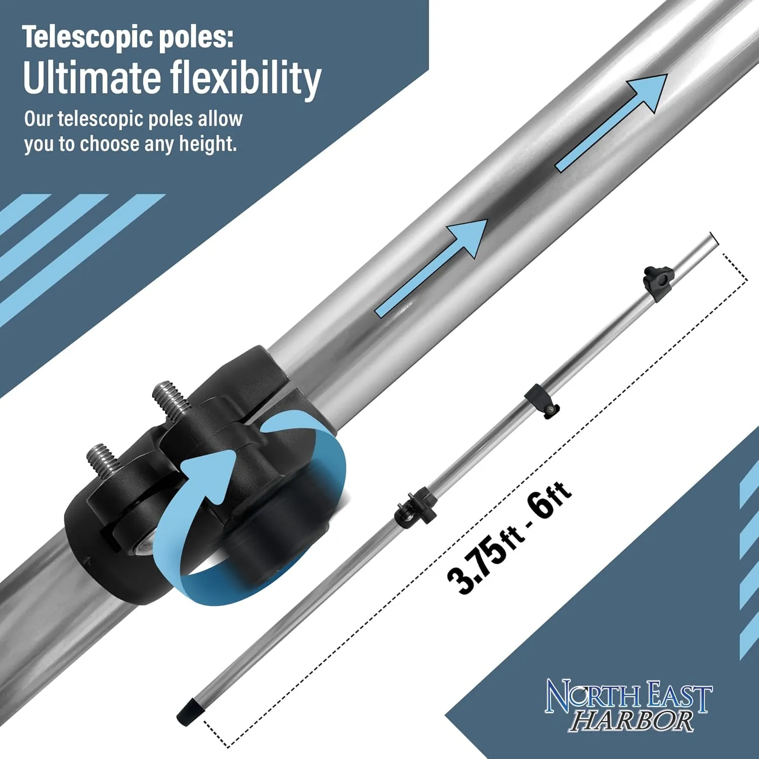 Universal T-Top Shade Extension Bimini Tops for Boats, Sun Shade Boat Canopy, Adjustable Telescopic Poles, Marine 900D Fadeproof Boat Cover, Includes Base Mounts, 67" L x 67" W, Mesh