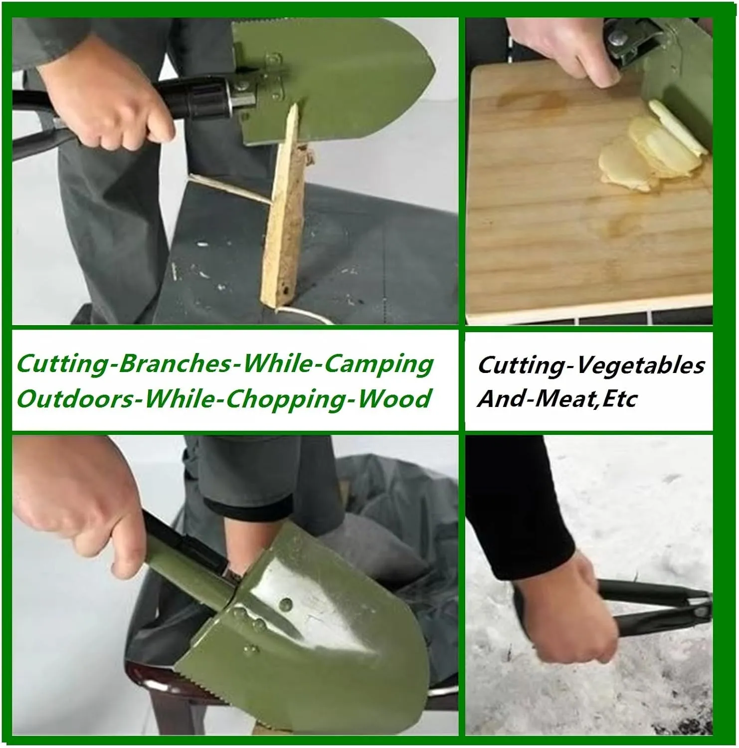 ﻿USA Folding Survival Shovel 1Pcs，W/Pick - Heavy Duty Carbon Steel Military Style Entrenching Tool for Off Road, Camping, Gardening, Beach, Digging Dirt, Sand, Mud & Snow(Black-B)