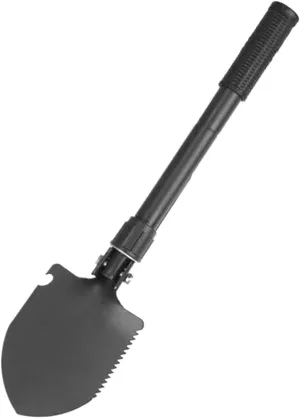 ﻿USA Folding Survival Shovel 1Pcs，W/Pick - Heavy Duty Carbon Steel Military Style Entrenching Tool for Off Road, Camping, Gardening, Beach, Digging Dirt, Sand, Mud & Snow(Black-B)
