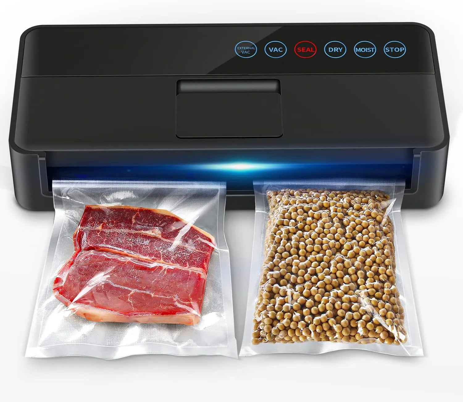 Vacuum Sealer Machine, Automatic Food for Preservation with sealers bags, Dry Moist Modes, Led Indicator Lights, Compact Design Full 95 Kpa (Black) , (V8111)