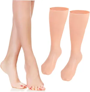 Vaguelly 1pair Moisturizing Socks for Dry Cracked Feet Long Hydrating Foot Cover for Women Girls Soft Elastic Skin Care Exfoliating Treatment for Calves Convenient Overnight Use