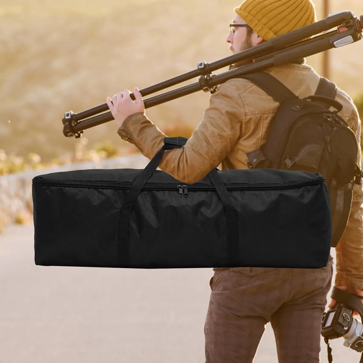 Vaguelly 2pcs Portable Tripod Carrying Bags Oxford Cloth Storage Case for Photographic Equipment Lightweight Zippered Carrier for Photography Live Broadcasting Fishing