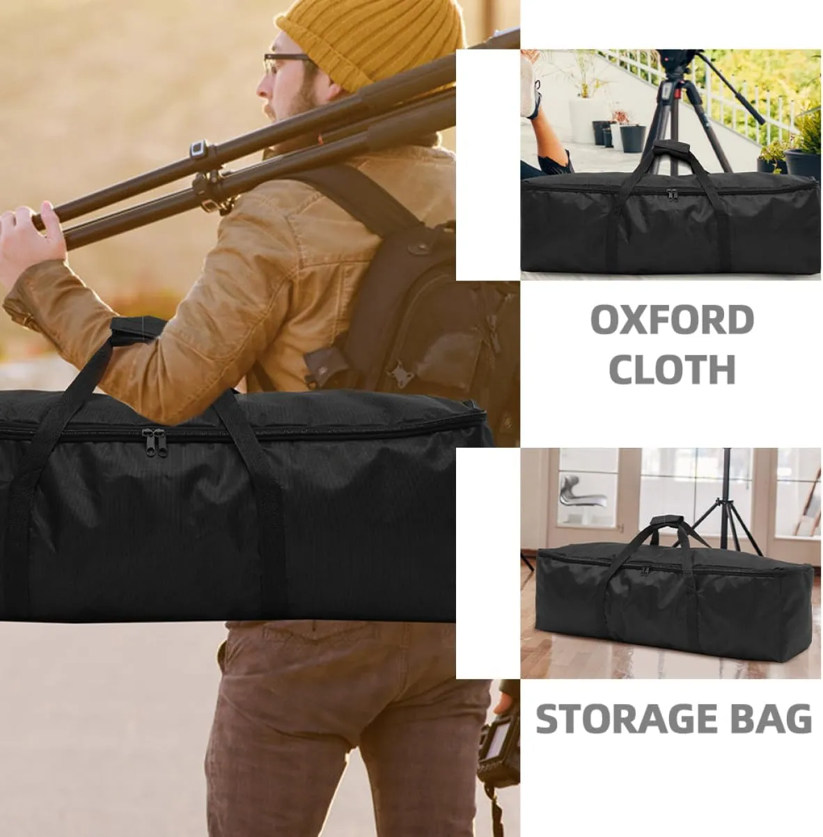 Vaguelly 2pcs Portable Tripod Carrying Bags Oxford Cloth Storage Case for Photographic Equipment Lightweight Zippered Carrier for Photography Live Broadcasting Fishing