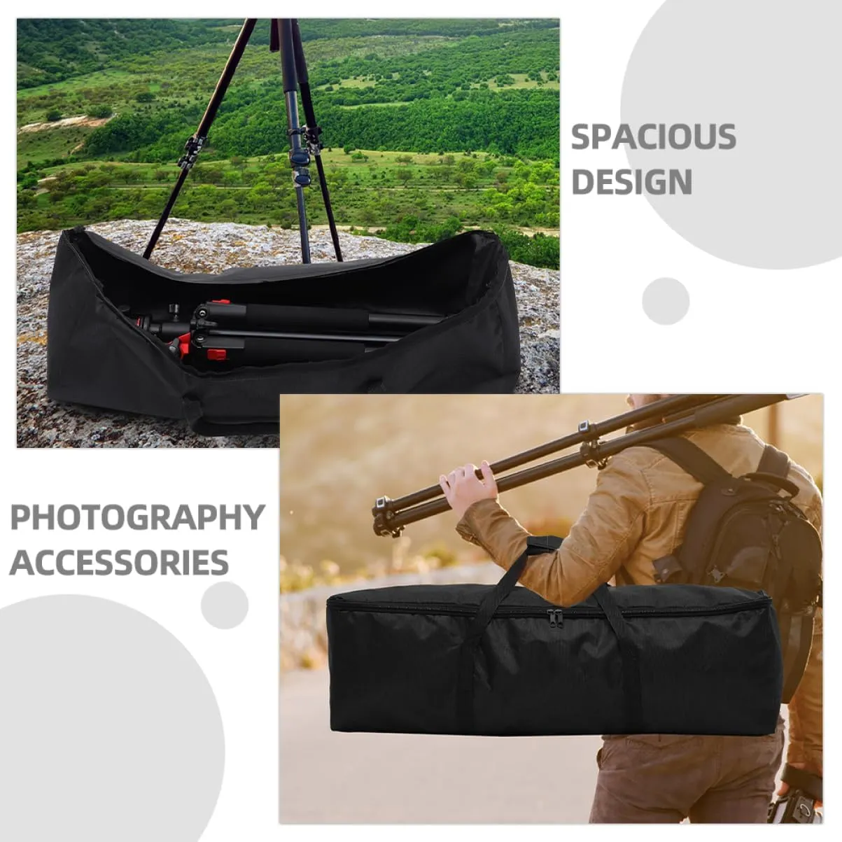 Vaguelly 2pcs Portable Tripod Carrying Bags Oxford Cloth Storage Case for Photographic Equipment Lightweight Zippered Carrier for Photography Live Broadcasting Fishing
