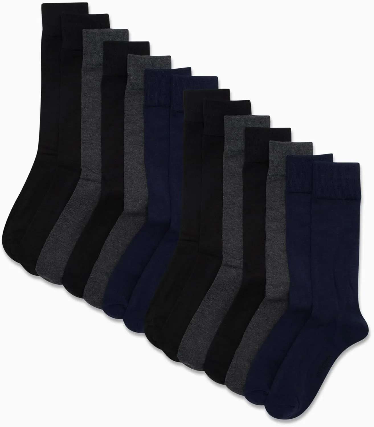 Van Heusen Mens Dress Socks - 14 Pack Soft Stretch Moisture Wicking Crew Socks for Men for Everyday Office Work Wear (6-12.5)