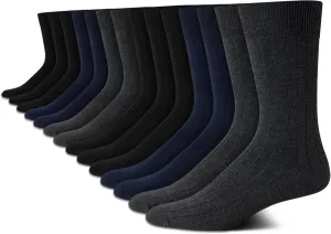 Van Heusen Mens Dress Socks - 14 Pack Soft Stretch Moisture Wicking Crew Socks for Men for Everyday Office Work Wear (6-12.5)