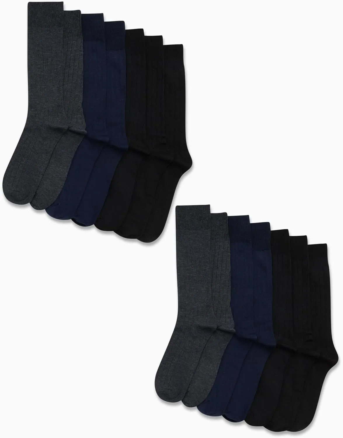 Van Heusen Mens Dress Socks - 14 Pack Soft Stretch Moisture Wicking Crew Socks for Men for Everyday Office Work Wear (6-12.5)