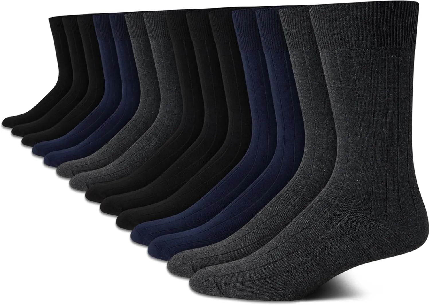 Van Heusen Mens Dress Socks - 14 Pack Soft Stretch Moisture Wicking Crew Socks for Men for Everyday Office Work Wear (6-12.5)