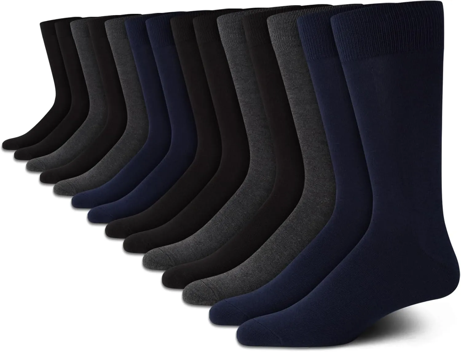 Van Heusen Mens Dress Socks - 14 Pack Soft Stretch Moisture Wicking Crew Socks for Men for Everyday Office Work Wear (6-12.5)