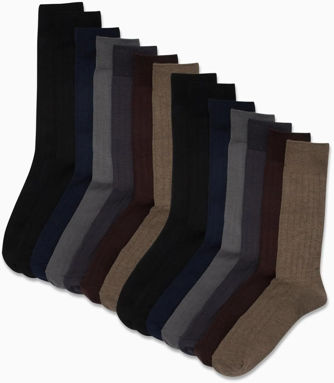 Van Heusen Mens Dress Socks - 14 Pack Soft Stretch Moisture Wicking Stay Up Casual Work Socks for Men (Sizes: 6-12.5)