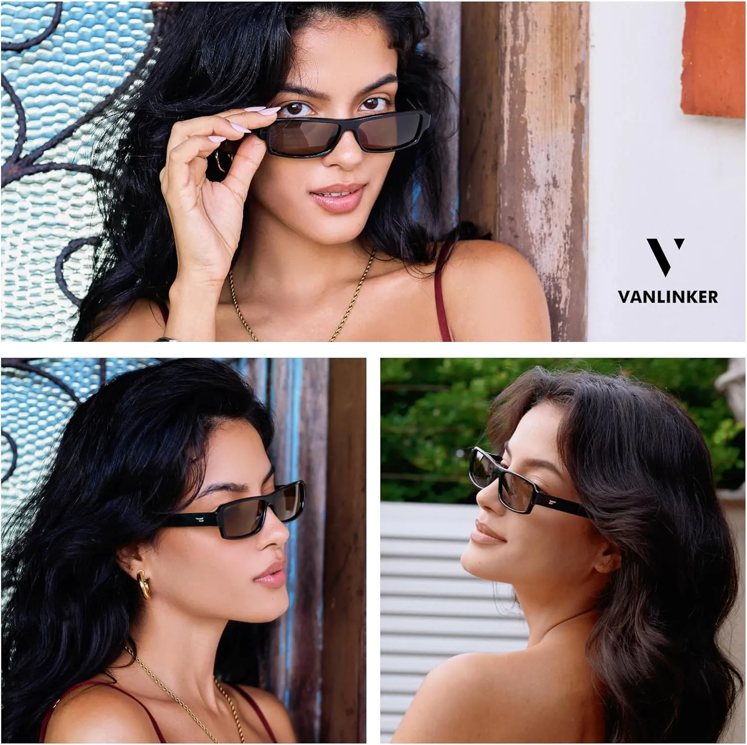VANLINKER Retro Rectangle Polarized Sunglasses for Women Men Vintage 90s Small Trendy 2025 Sunnies VL9852