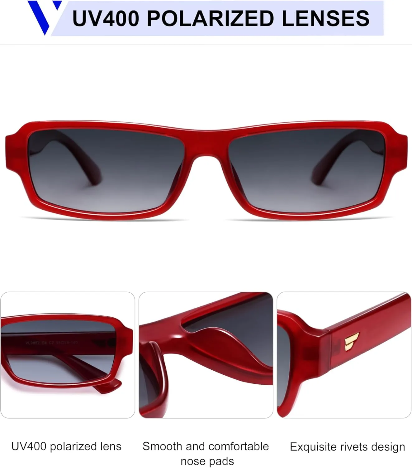 VANLINKER Retro Rectangle Polarized Sunglasses for Women Men Vintage 90s Small Trendy 2025 Sunnies VL9852