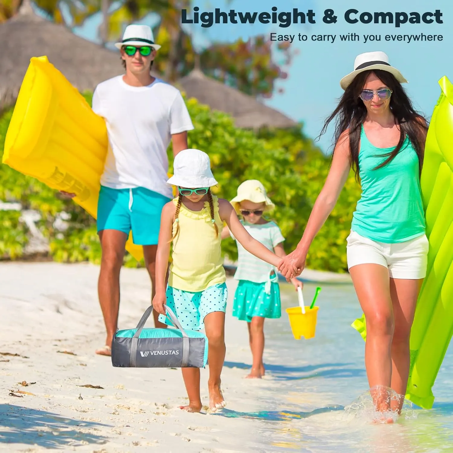 Venustas Beach Tent Sun Shelter for 3-10 Person, UPF 50  UV Protection Canopy, Lightweight and Easy Setup Cabana, Portable Beach Shade