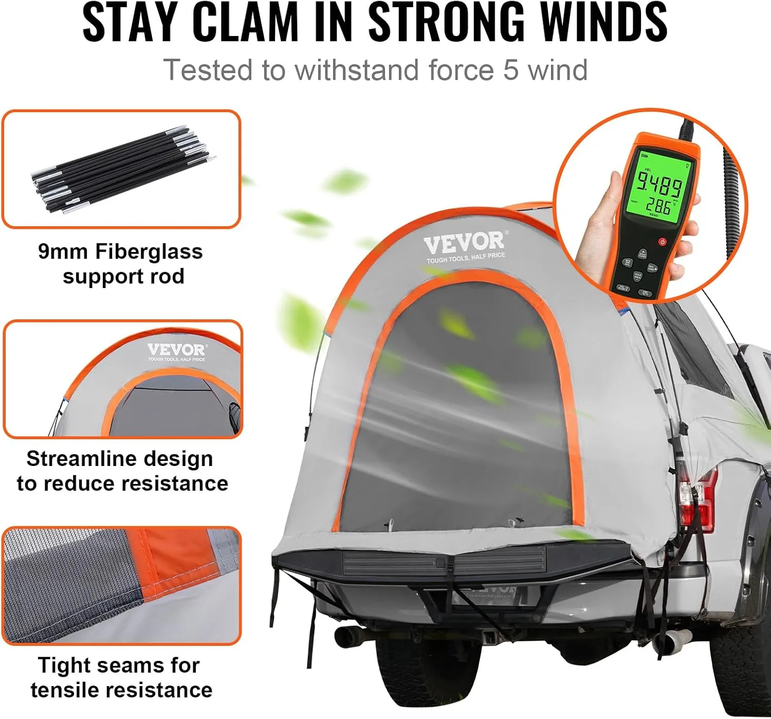VEVOR Pickup Truck Tent/SUV Tent for Camping, Waterproof PU2000mm Sleeping Truck Bed Tent, Pickup Tent Design for 2-3 Person, SUV Tent Design for 5-8 Person