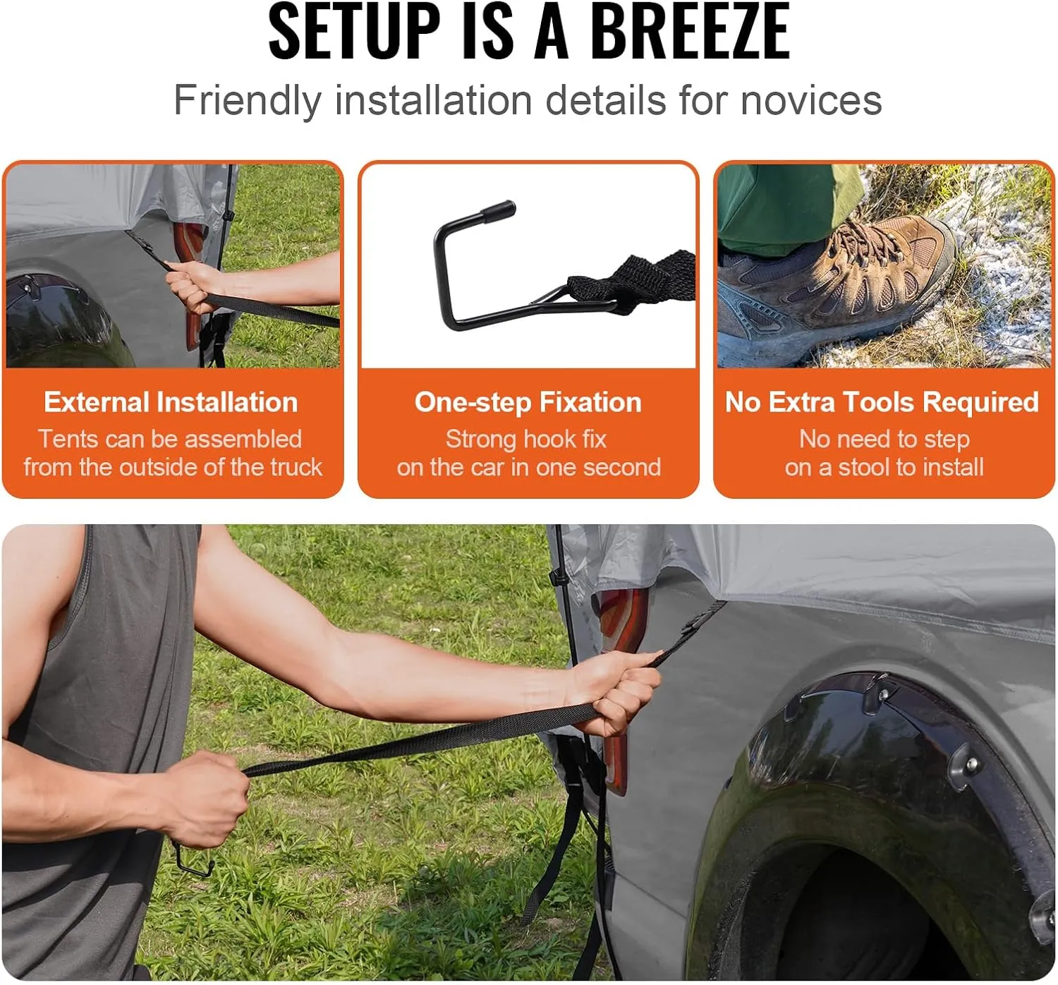 VEVOR Pickup Truck Tent/SUV Tent for Camping, Waterproof PU2000mm Sleeping Truck Bed Tent, Pickup Tent Design for 2-3 Person, SUV Tent Design for 5-8 Person