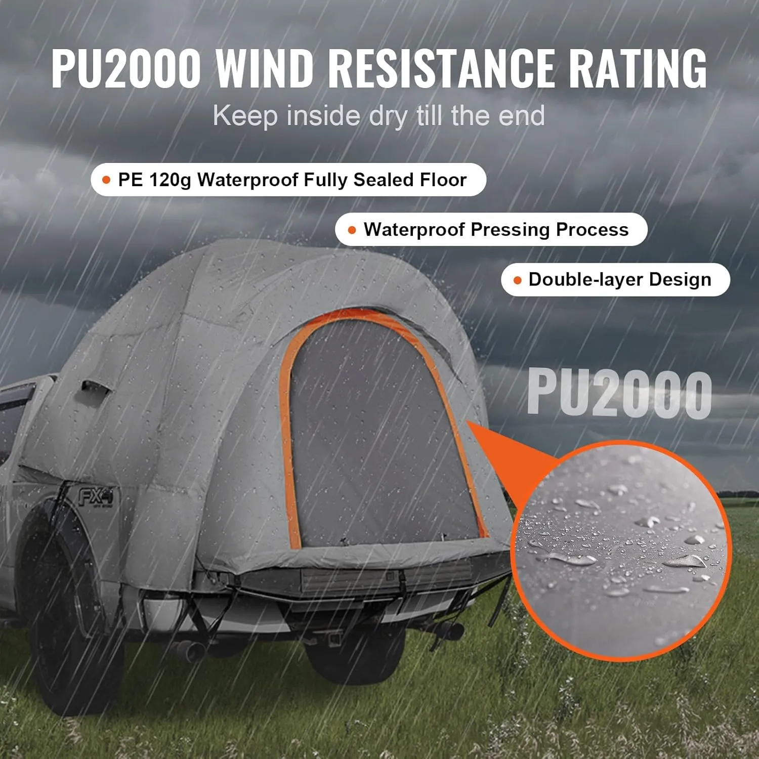 VEVOR Pickup Truck Tent/SUV Tent for Camping, Waterproof PU2000mm Sleeping Truck Bed Tent, Pickup Tent Design for 2-3 Person, SUV Tent Design for 5-8 Person