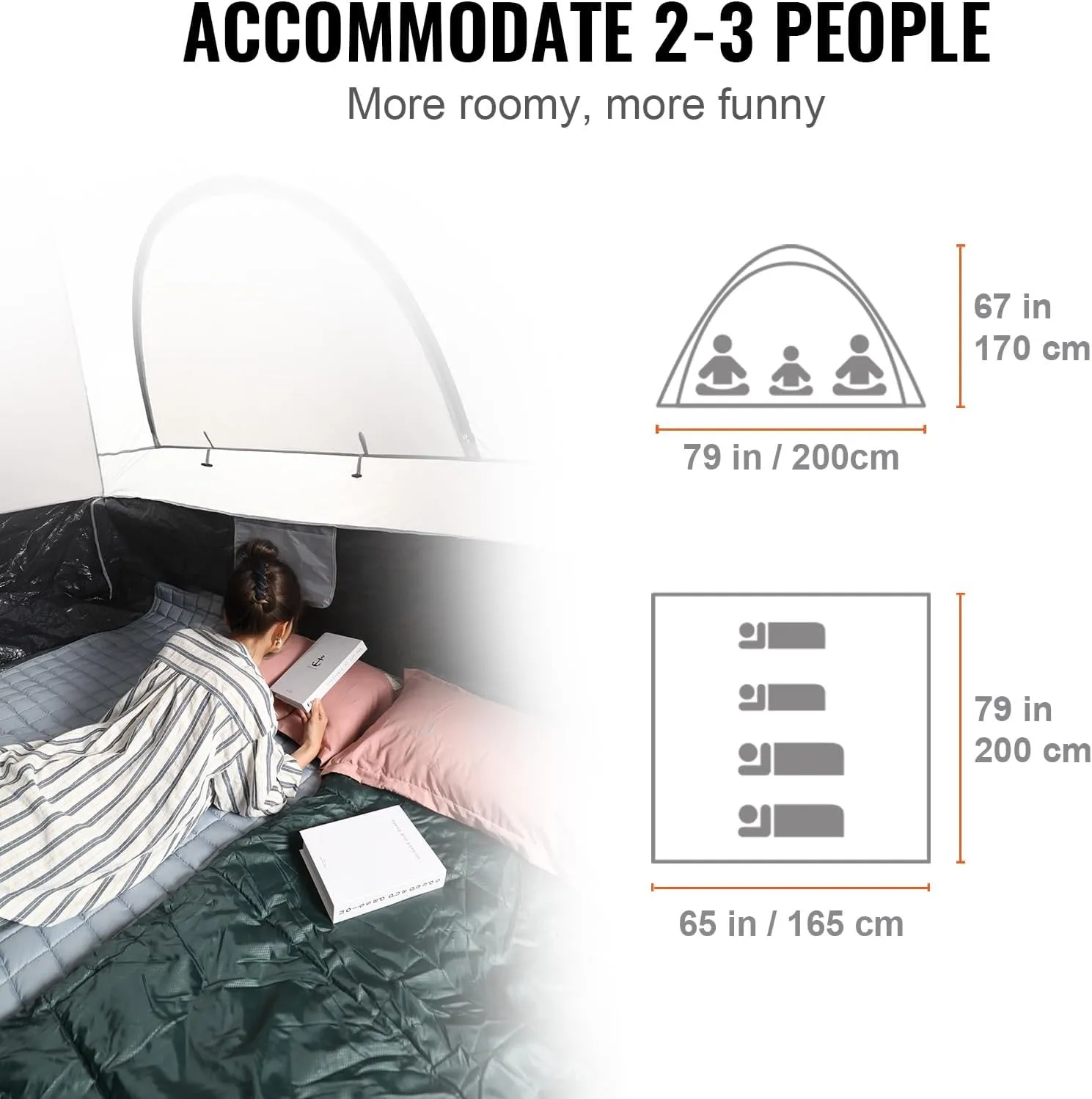 VEVOR Pickup Truck Tent/SUV Tent for Camping, Waterproof PU2000mm Sleeping Truck Bed Tent, Pickup Tent Design for 2-3 Person, SUV Tent Design for 5-8 Person