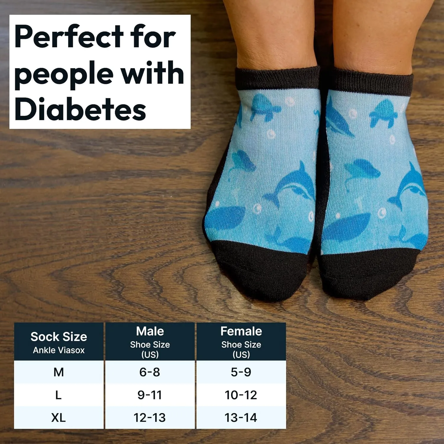 Viasox Diabetic Ankle Socks for Women & Men 3 Pack, Low Cut Non Binding, Seamless Neuropathy Socks