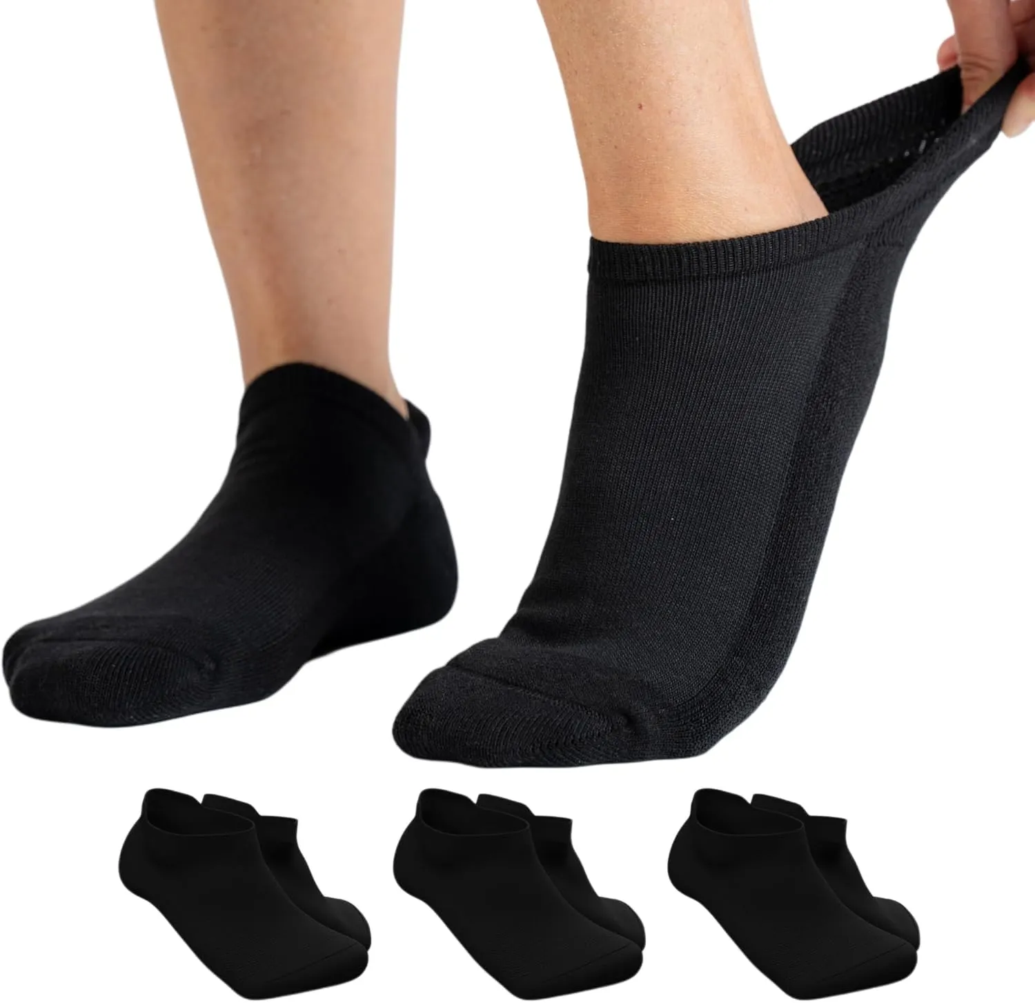 Viasox Diabetic Ankle Socks for Women & Men 3 Pack, Low Cut Non Binding, Seamless Neuropathy Socks