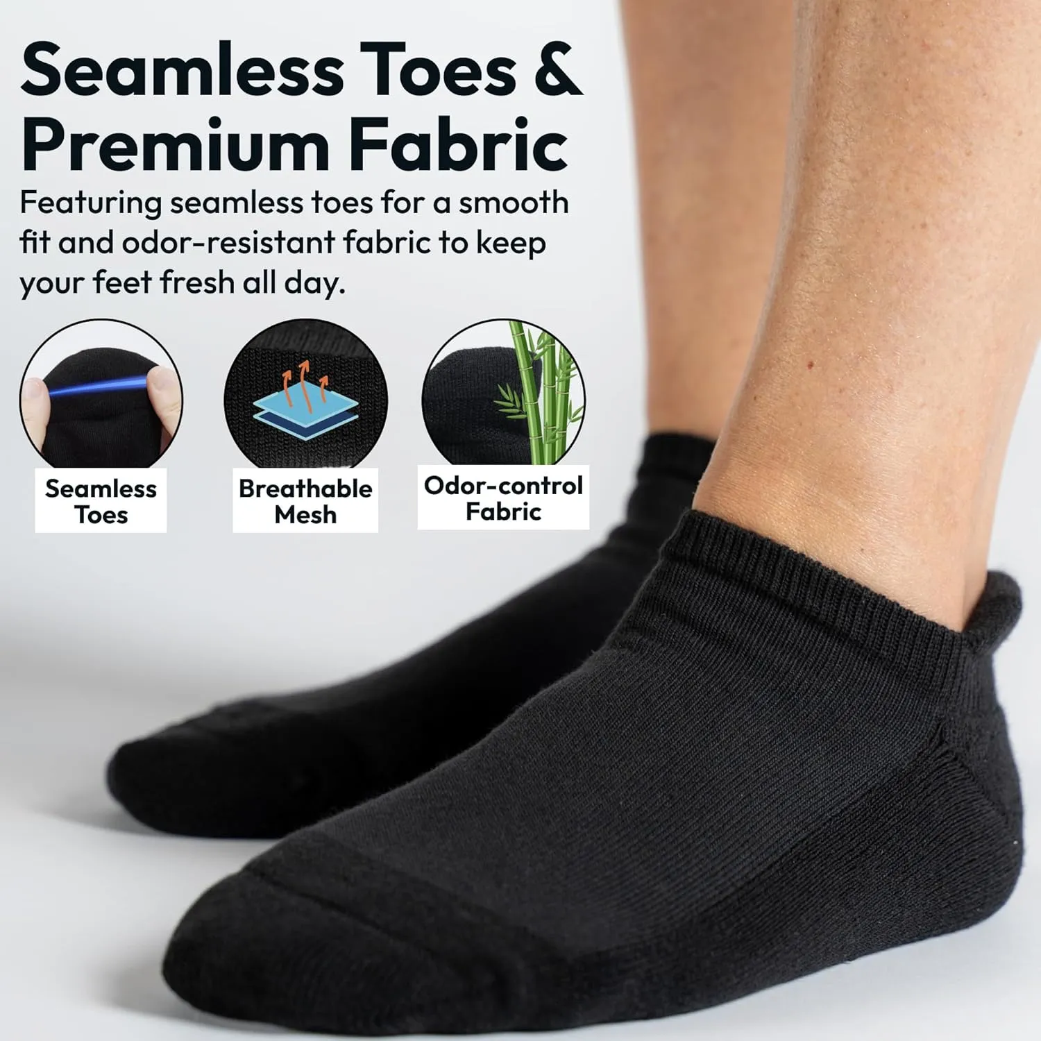 Viasox Diabetic Ankle Socks for Women & Men 3 Pack, Low Cut Non Binding, Seamless Neuropathy Socks