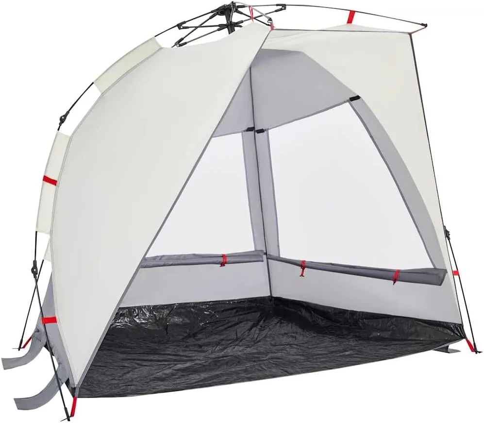vidaXL Beach Tent 2-Person, Outdoor Shelter, Camping Tent for Garden Patio, Backpacking Tent, Beach Canopy, Gray Quick Release Waterproof