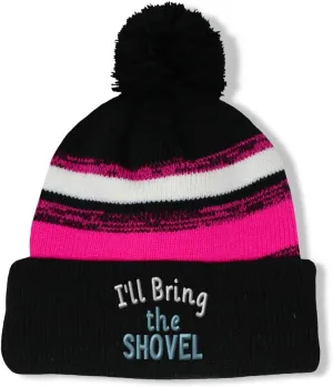 Vintage Pom Pom Beanie I'll Bring The Shovel Skull Cap Hat for Men & Women Winter Hats Acrylic 1 Size