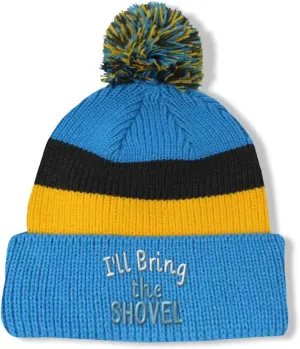 Vintage Pom Pom Beanie I'll Bring The Shovel Skull Cap Hat for Men & Women Winter Hats Acrylic 1 Size