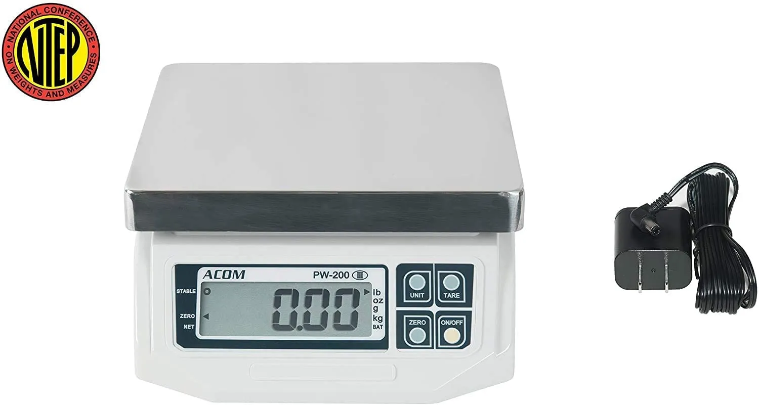 VisionTechShop ACOM APW-200 Digital Portion Control Scale, Lb/Oz/Kg/g Switchable, Low Profile Design, 60lb Capacity, 0.02lb Readability, Single Display, NTEP Legal for Trade COC #18-060A1