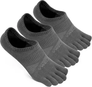 VWELL No Show Toe Socks for Men Women COOLMAX Five Finger Socks Athletic Running Ankle Low Cut 5 Toe Socks (3Pairs)