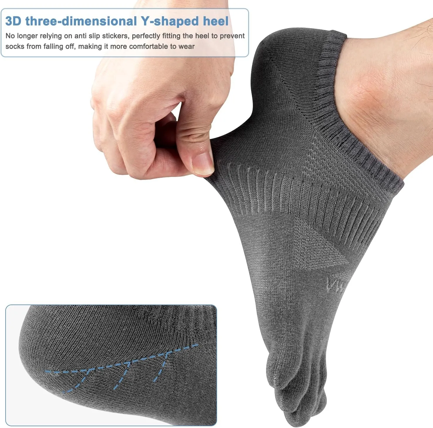 VWELL No Show Toe Socks for Men Women COOLMAX Five Finger Socks Athletic Running Ankle Low Cut 5 Toe Socks (3Pairs)