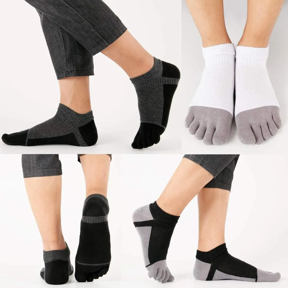 VWELL Toe Socks for Men Women Ankle Cotton Five Fingers Socks Low Cut Athletic Running Socks 4 Pairs Size 8-11