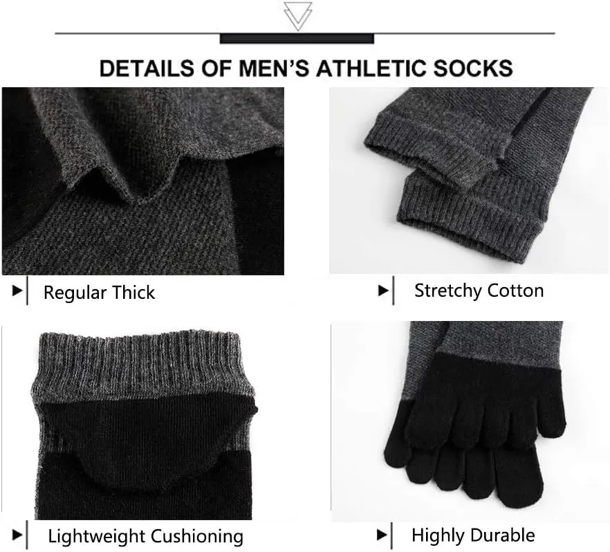 VWELL Toe Socks for Men Women Ankle Cotton Five Fingers Socks Low Cut Athletic Running Socks 4 Pairs Size 8-11
