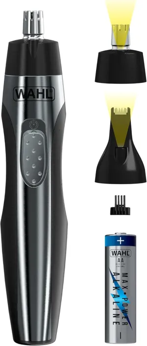 Wahl Lighted Battery Nose Hair Trimmer for Men & Women. Painless, Easy to See Nose, Ear, and Eyebrow Trimming with Built in Light, Battery Included. – Model 3023283