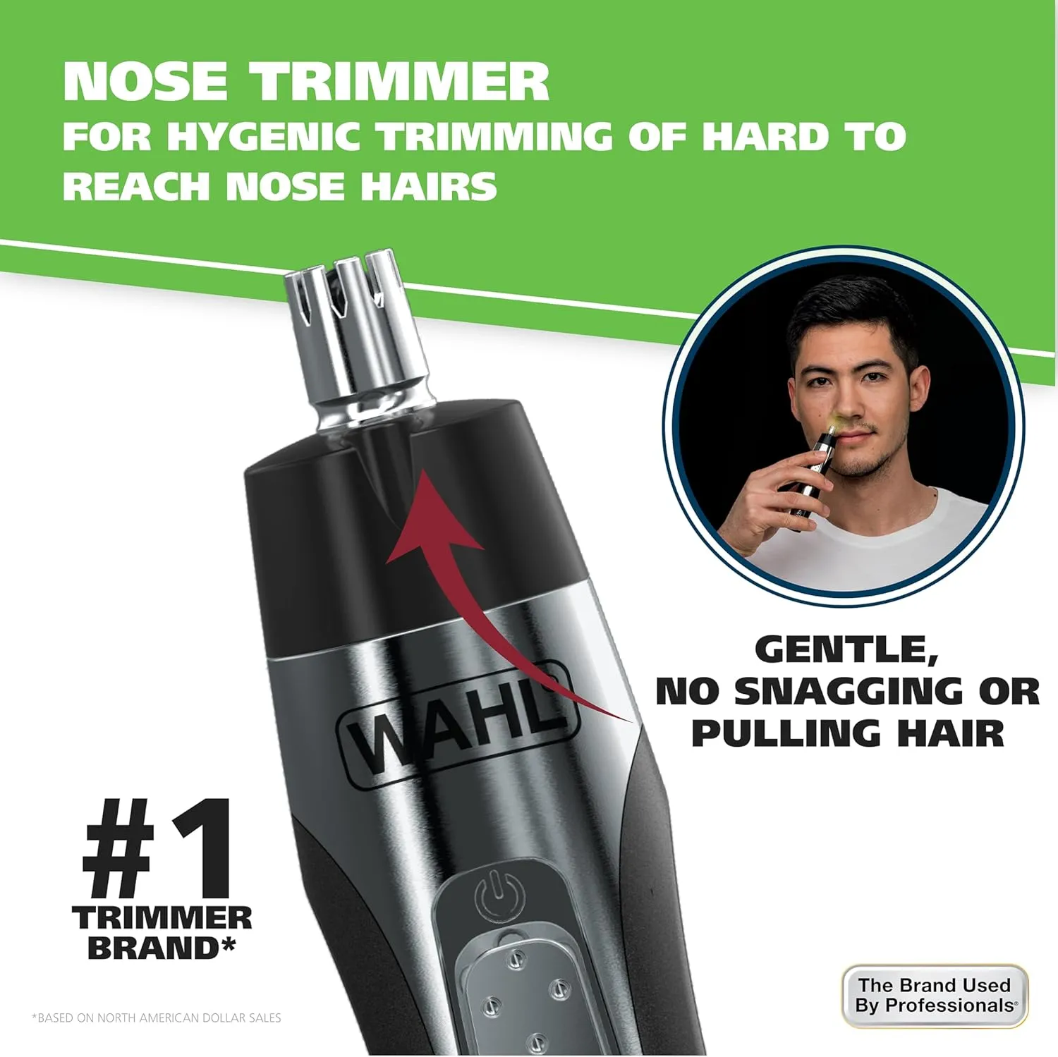 Wahl Lighted Battery Nose Hair Trimmer for Men & Women. Painless, Easy to See Nose, Ear, and Eyebrow Trimming with Built in Light, Battery Included. – Model 3023283