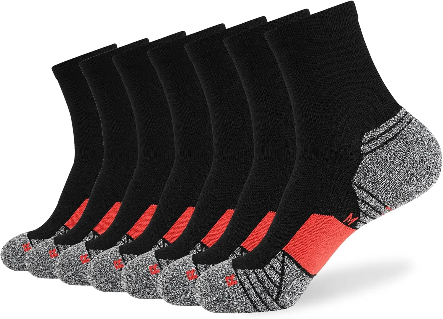 WANDER Men's Athletic Ankle Socks 6 Pairs Running Socks for Sport Low Cut Cycling Socks 6-9/10-12/12-14