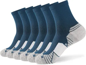 WANDER Men's Athletic Ankle Socks 6 Pairs Running Socks for Sport Low Cut Cycling Socks 6-9/10-12/12-14