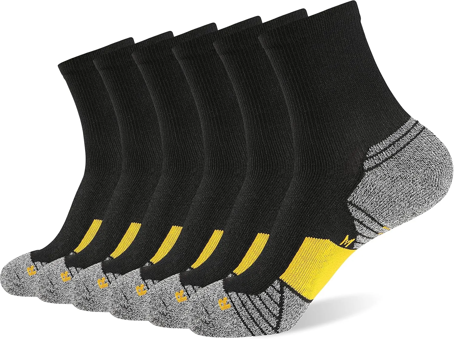 WANDER Men's Athletic Ankle Socks 6 Pairs Running Socks for Sport Low Cut Cycling Socks 6-9/10-12/12-14