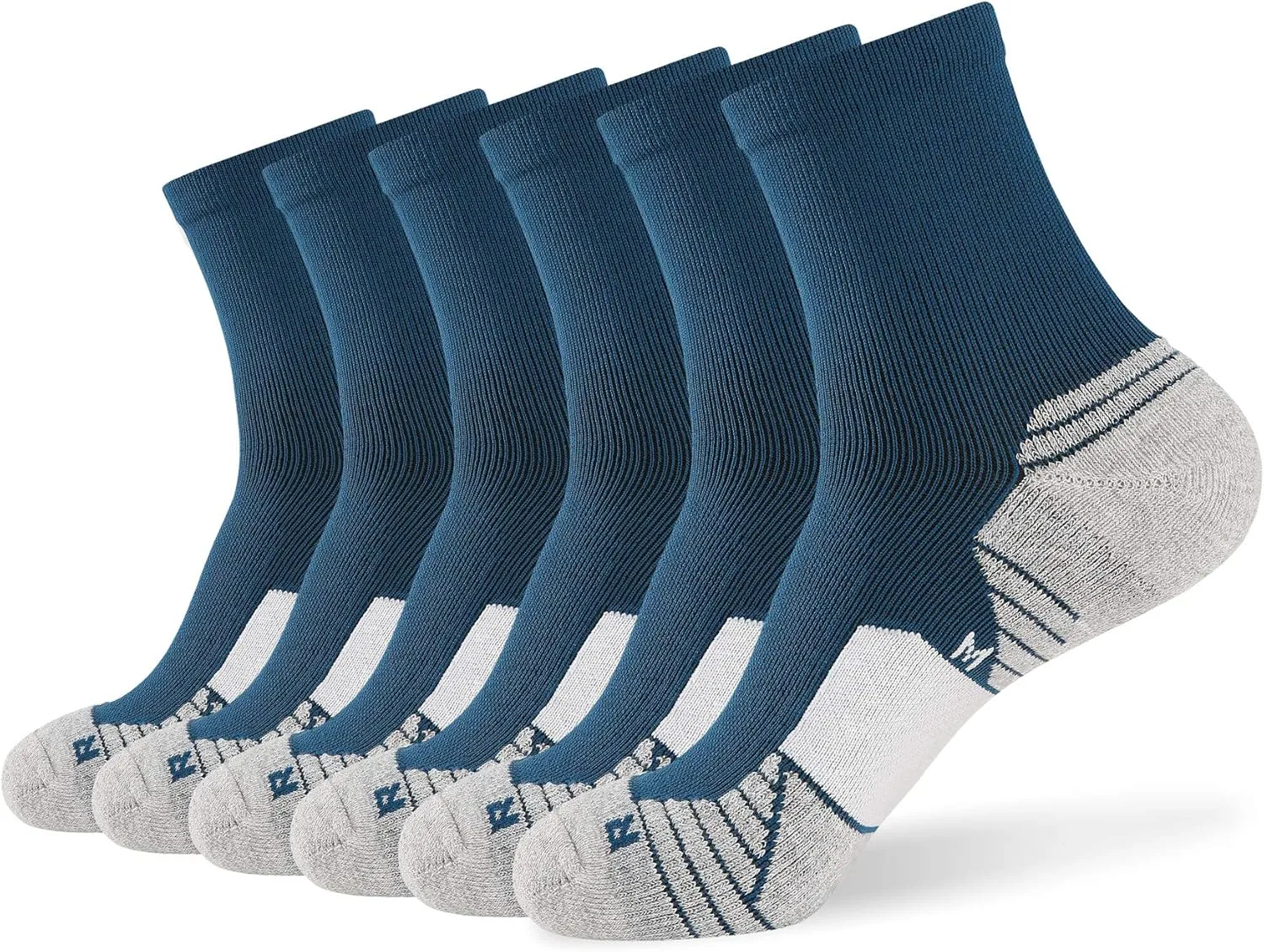 WANDER Men's Athletic Ankle Socks 6 Pairs Running Socks for Sport Low Cut Cycling Socks 6-9/10-12/12-14