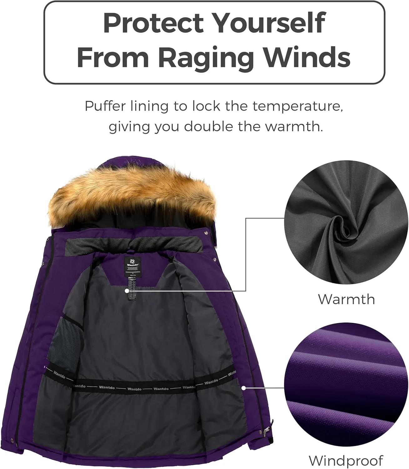 wantdo Women's Waterproof Ski Jacket Hooded Snow Coat Mountain Winter Parka Snowboarding Jackets