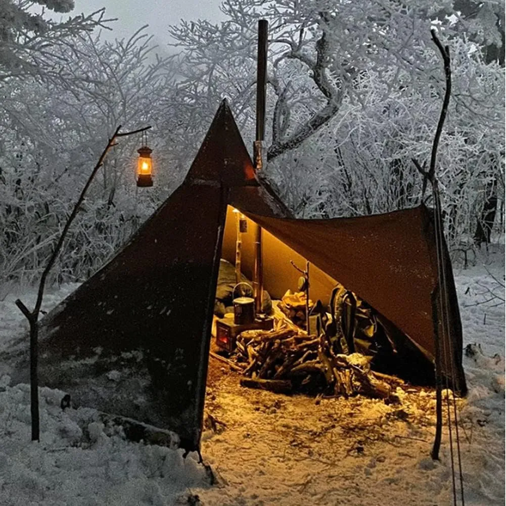 Warm Teepee Tents for Outdoor Hiking Camping Hiking Pyramid Tent Double Layers Camping Tent Indian