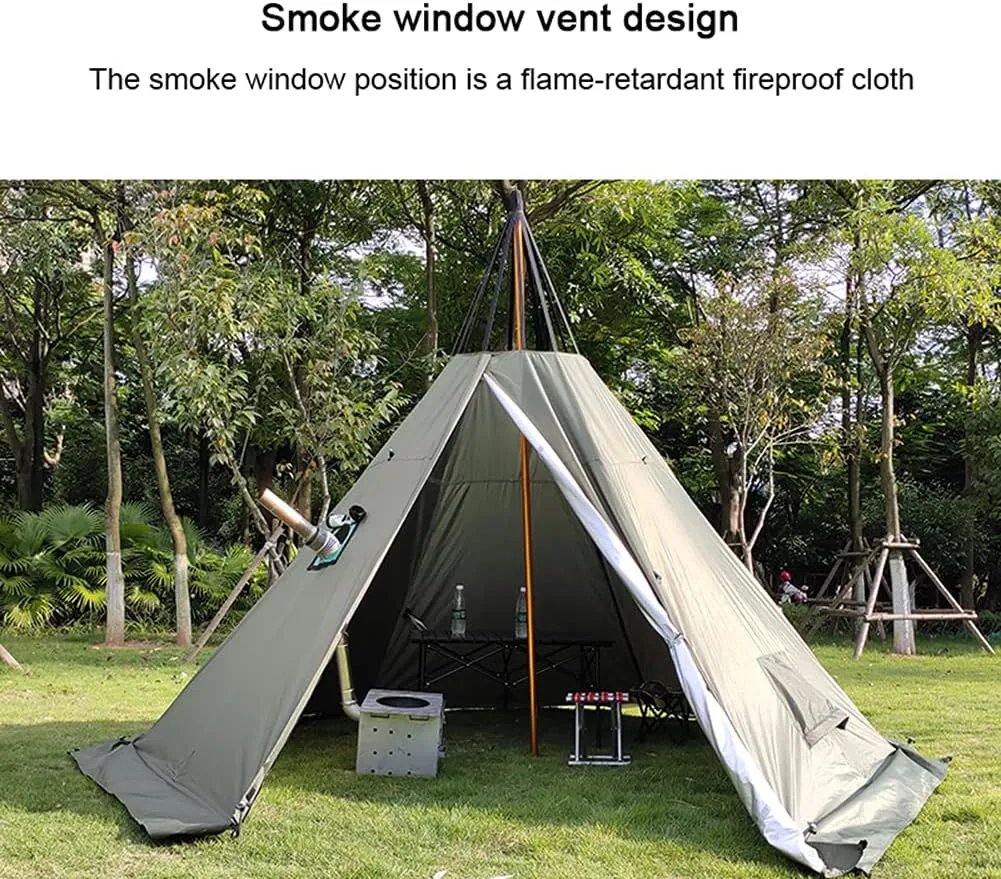 Warm Teepee Tents for Outdoor Hiking Camping Hiking Pyramid Tent Double Layers Camping Tent Indian