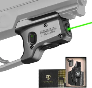 WARRIORLAND Green Laser Sight Fit P320 Compact M18 & Fullsize M17 with Kydex Holster, First Green Beam Sight with Power Indicator, Right Hand, WLS-112G w/ P320 Holster