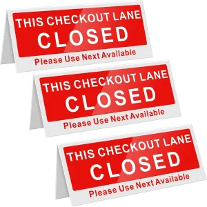 Wenqik 3 Pcs Checkout Closed Desk Sign 9.84 x 3.94'' V Shaped Tabletop Tent Sign for Offices Shops Banks Stores Dmv Retail, Double Side Red White Printed