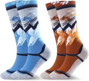 West Biking Kids Merino Wool Ski Socks for Boys Girls Knee High Socks Thermal Winter Warm Snowboard Socks 2 Pairs