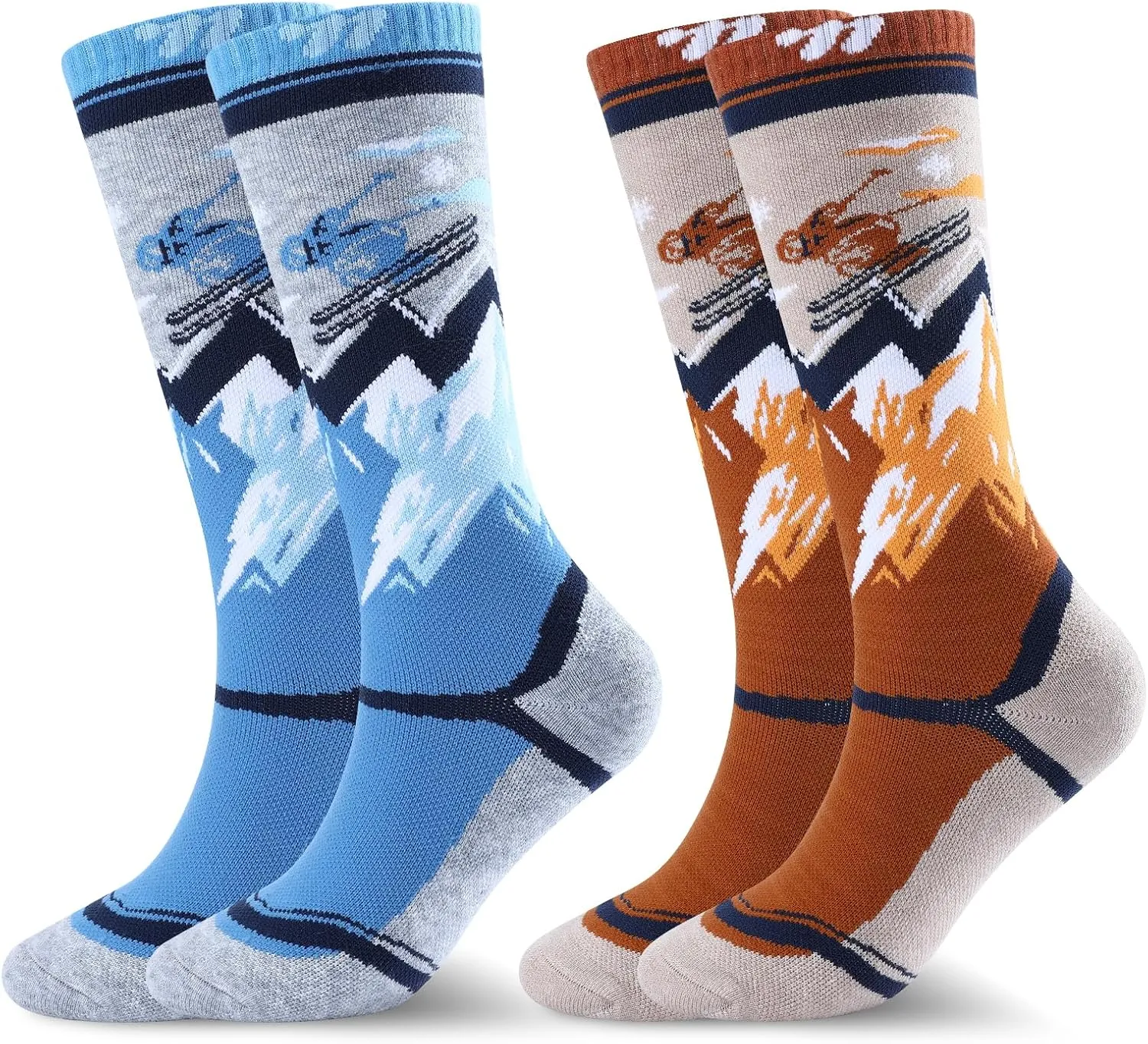 West Biking Kids Merino Wool Ski Socks for Boys Girls Knee High Socks Thermal Winter Warm Snowboard Socks 2 Pairs